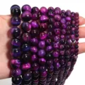 Natürliche violette Tigerauge Perlen runde Edelsteinperlen für die DIY Schmuckherstellung - Durchmesser 6mm (Ca. 58 Stk.) / Lila (AB-Qualität)