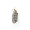 Naturstein sechseckige Säule Draht gewickelte Kristall Anhänger Halskette Schmuck Zubehör. - 1 Stück / Weißer Labradorit