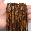 Tigerauge rohrformige lose perlen fur DIY handgemachte schmuck armbander ketten. - 4*13mm (Ca. 29 Stück) / Gelbes Tigerauge