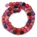 Square crackle agate stone beads multi-color DIY jewelry making half-finished bracelet accessory - 8mm Square Beads (Approx. 46 Pcs/Pack) / Purple and Rose Red