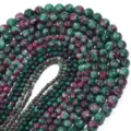 Natural ruby zoisite gemstone beads multi size loose round beads DIY bracelet making craft supplies - 4mm / Ruby Zoisite