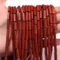 Natürliche rote Jaspis zylindrische lose Perlen für DIY handgemachte Armbänder Schmuckherstellung - 4*13mm (Ca. 29 Stück) / Roter Jaspis