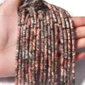 Natur Achat Stein Röhren Perlen für DIY handgemachte Armband Halskette Schmuckherstellung - 4*13mm (Ca. 29 Stück) / Roter Leopard