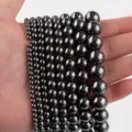 Hematite beads smooth round loose gemstone beads multiple sizes for jewelry making DIY - 4mm (Approx 95pcs) / Magnetic Hematite