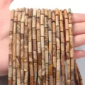 Naturstein Zylinder Perlen Strang fur DIY handgemachte Schmuckherstellung Armband Halskette - 4*13mm (Ca. 29 Stück) / Jaspis