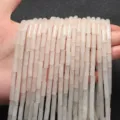 Natürliche Rosenquarz Röhrenperlen für DIY Schmuckherstellung, Edelstein Strang Armband. - 4*13mm (Ca. 29 Stück) / Weißer Jade