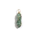 Natürlicher Stein Kristall Kegel Anhänger sechseckige Säule Draht gewickelt Zubehör - 1 Stück / Grünpunkt-Jade