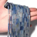 Natürliche blaue Quarz zylindrische Röhren lose Perlen für DIY Handarbeit Schmuck - 4*13mm (Ca. 29 Stück) / Blauer Aventurin
