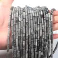Graue Naturstein Röhren Perlen zylindrische lose Perlen für DIY handgemachte Schmuckherstellung - 4*13mm (Ca. 29 Stück) / Landkartenstein