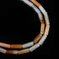 Natürliche Achat Röhren Perlen, orange und weiße Variante für DIY Schmuckherstellung Stk - 4*13mm (Ca. 29 Stück) / Roter Achat