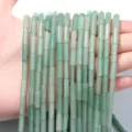 Grüne Edelstein Röhren Perlen, glatte zylindrische Kristallperlen für DIY handgemachte Armbänder. - 4*13mm (Ca. 29 Stück) / Grüner Aventurin