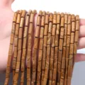Natürliche braune Jaspis Stein Zylinder lose Perlen für DIY handgemachte Armband Halskette. - 4*13mm (Ca. 29 Stück) / Gelber Holzmaserungsstein