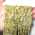 Naturgrüne Stein Röhren Perlen für DIY handgemachte Schmuck Armbänder und Ketten. - 4*13mm (Ca. 29 Stück) / Strohgelber Türkis