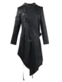 Men's gothic black asymmetrical hooded windbreaker with strap details and D-rings - S / Tops / Black