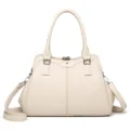 Elegant women fashion handbag shoulder crossbody bag solid color casual top handle purse - Off White