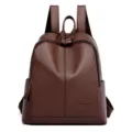 Sac a dos marron en cuir souple pour femme, cartable de loisir elegante a grande capacite. - Marron