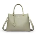 Greyish-green women leather handbag stylish shoulder bag versatile daily tote bag variant color - Grey Green