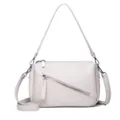 Casual light grey soft leather women crossbody shoulder bag, stylish daily commuter tote. - Light Gray