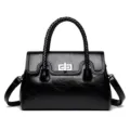 Sac à main rétro noir pour femme en cuir avec poignée tressée et fermoir en métal. - Noir 1