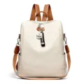 Women's minimalist checkerboard backpack casual urban travel fashion PU leather daypack - Bag With Charm / Off White