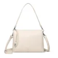 Chic beige women shoulder bag, versatile textured crossbody handbag for daily use and travel. - Off White