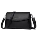 Black casual cross-body small square bag for women, stylish and versatile design. - Black