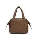 Brown soft leather handbag for women, large capacity daily commuter tote bag with top handle. - Maillard Coffee