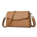 Brown women shoulder crossbody small square bag, versatile urban leather handbag variant. - Sheer Brown