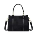 Classic black women tote shoulder bag, stylish casual commuter crossbody handbag for daily. - Black