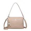Élégant sac à bandoulière pour femme, sac à main en cuir PU kaki classique au design chic. - Kaki
