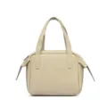 Beige pebble grain leather handbag stylish minimalist daily commute tote shoulder bag variant. - Off White