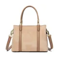 Women canvas commuter tote bag large capacity casual shoulder crossbody bag chic handbag beige - Khaki