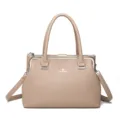 Taupe Kiss-lock Crossbody Bag Elegant PU Leather Handbag Casual Tote Purse for Women - Khaki