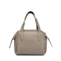 Borsa a mano grigia in pelle morbida con grana litchi, borsa casual elegante da donna. - grigio elefante