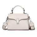 Elegant genuine leather handbag for women, versatile top-handle crossbody bag for daily use. - Off White