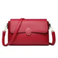 Red leather crossbody bag, stylish small square shoulder bag for women daily commute. - Red