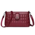 Wine red quilted leather crossbody bag, stylish and versatile small shoulder bag for women. - Fuschia