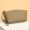 Genuine leather wristlet clutch wallet for women, minimalist large capacity coin purse bag. - Elephant Gray