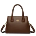Brown leather women tote bag business commute handbag casual fashion stylish top handle purse - Brown