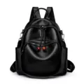 Black soft leather women backpack fashion daily casual large capacity anti-theft shoulder bag. - Black Style 4