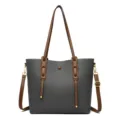 Large capacity gray tote bag for women, stylish brown shoulder bag and crossbody purse. - Gray