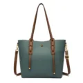 Large capacity women tote bag stylish shoulder crossbody handbag elegant green PU leather purse - Green