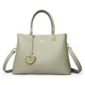 Stylish grey women handbag with top handle and shoulder strap, elegant PU leather tote bag. - Grey Green