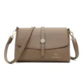 Chic solid color casual women leather shoulder crossbody bag stylish daily handbag - Gray