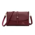 Wine Red Women Shoulder Bag PU Leather Crossbody Bag with Kangaroo Logo Classic Variant - Fuschia