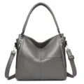 Grey fashion women's shoulder bag large capacity casual tote top handle bag for daily use. - Gray