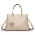 Elégant sac à main beige pour femme, super fourre-tout tendance avec bande pour le quotidien. - Blanc Cassé