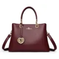 Sac à main en cuir bordeaux, élégant grand sac porté épaule et bandoulière pour femme. - Rouge Ancorra
