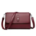 Elegant wine red women's shoulder crossbody bag, stylish leather small square bag for daily use. - Fuschia