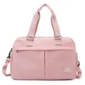 Pink travel gym bag, large capacity sports duffel bag, waterproof fitness luggage handbag. - Expandable Dry & Wet Separation / Peach Pink